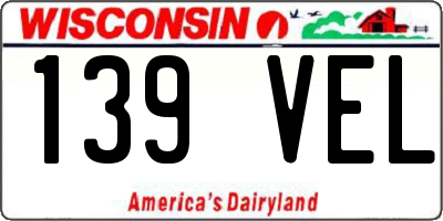 WI license plate 139VEL