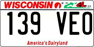 WI license plate 139VEO