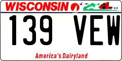 WI license plate 139VEW