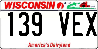 WI license plate 139VEX
