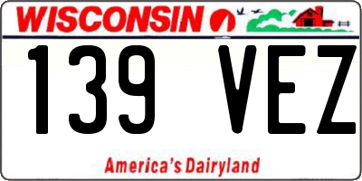 WI license plate 139VEZ