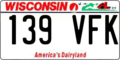 WI license plate 139VFK