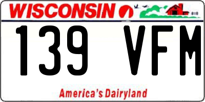 WI license plate 139VFM