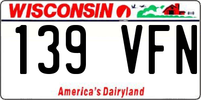 WI license plate 139VFN