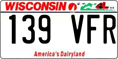 WI license plate 139VFR