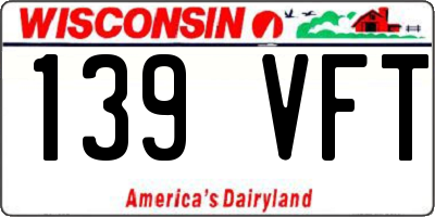 WI license plate 139VFT