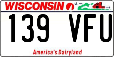 WI license plate 139VFU