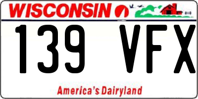 WI license plate 139VFX