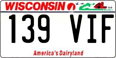 WI license plate 139VIF