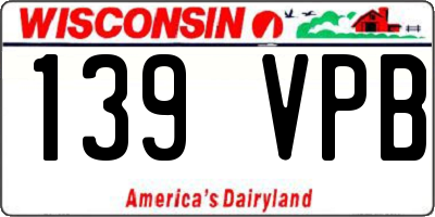 WI license plate 139VPB