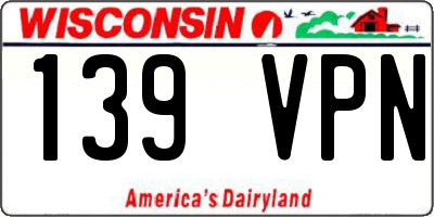 WI license plate 139VPN
