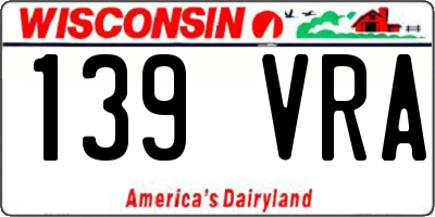 WI license plate 139VRA