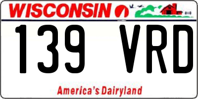 WI license plate 139VRD