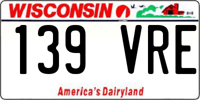 WI license plate 139VRE