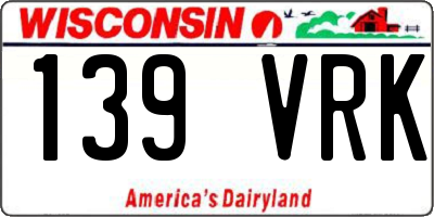 WI license plate 139VRK