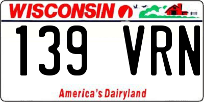WI license plate 139VRN
