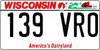 WI license plate 139VRO