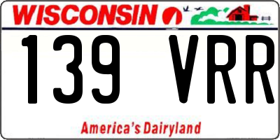 WI license plate 139VRR