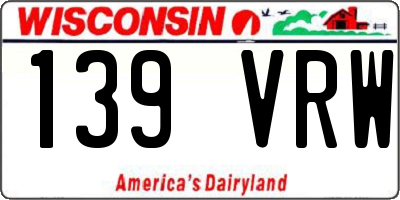 WI license plate 139VRW