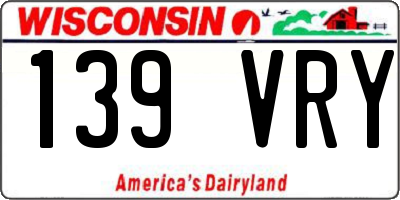 WI license plate 139VRY