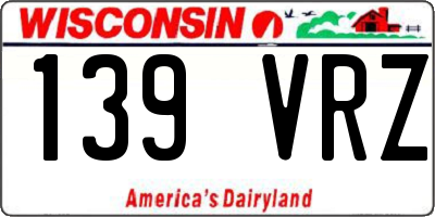 WI license plate 139VRZ
