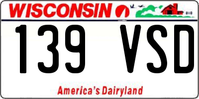 WI license plate 139VSD