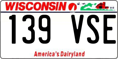 WI license plate 139VSE