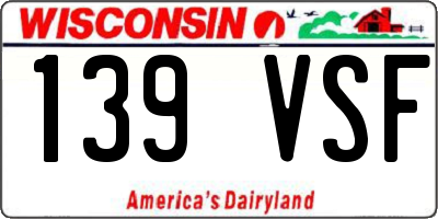 WI license plate 139VSF