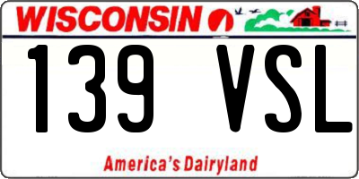 WI license plate 139VSL
