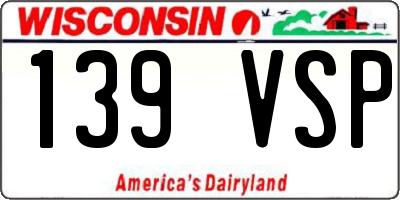 WI license plate 139VSP