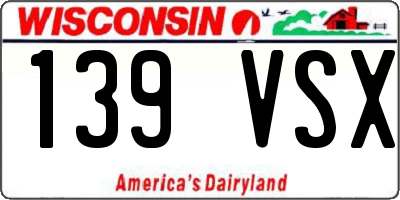 WI license plate 139VSX