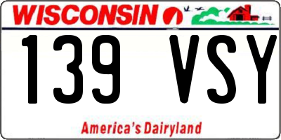 WI license plate 139VSY