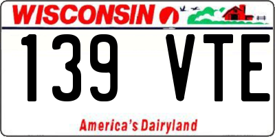 WI license plate 139VTE