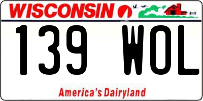 WI license plate 139WOL