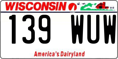 WI license plate 139WUW