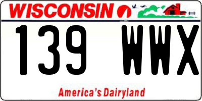 WI license plate 139WWX