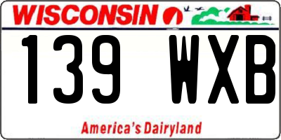 WI license plate 139WXB