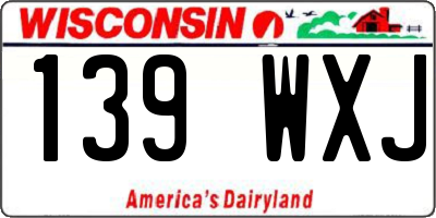 WI license plate 139WXJ