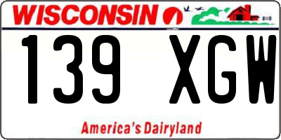WI license plate 139XGW