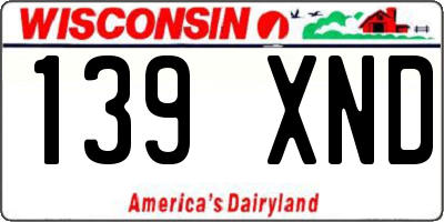 WI license plate 139XND
