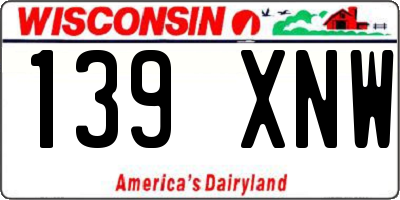 WI license plate 139XNW