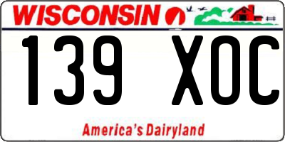 WI license plate 139XOC