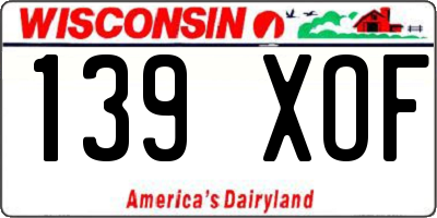 WI license plate 139XOF