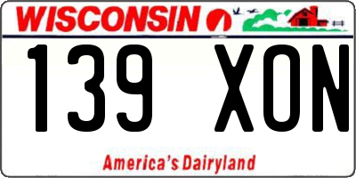 WI license plate 139XON