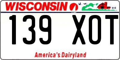 WI license plate 139XOT