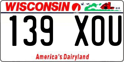 WI license plate 139XOU