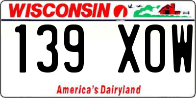 WI license plate 139XOW