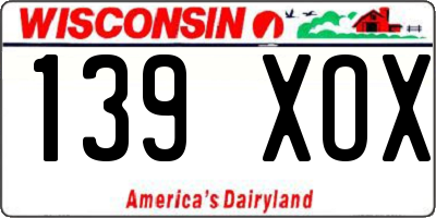 WI license plate 139XOX