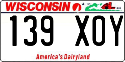 WI license plate 139XOY