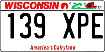 WI license plate 139XPE